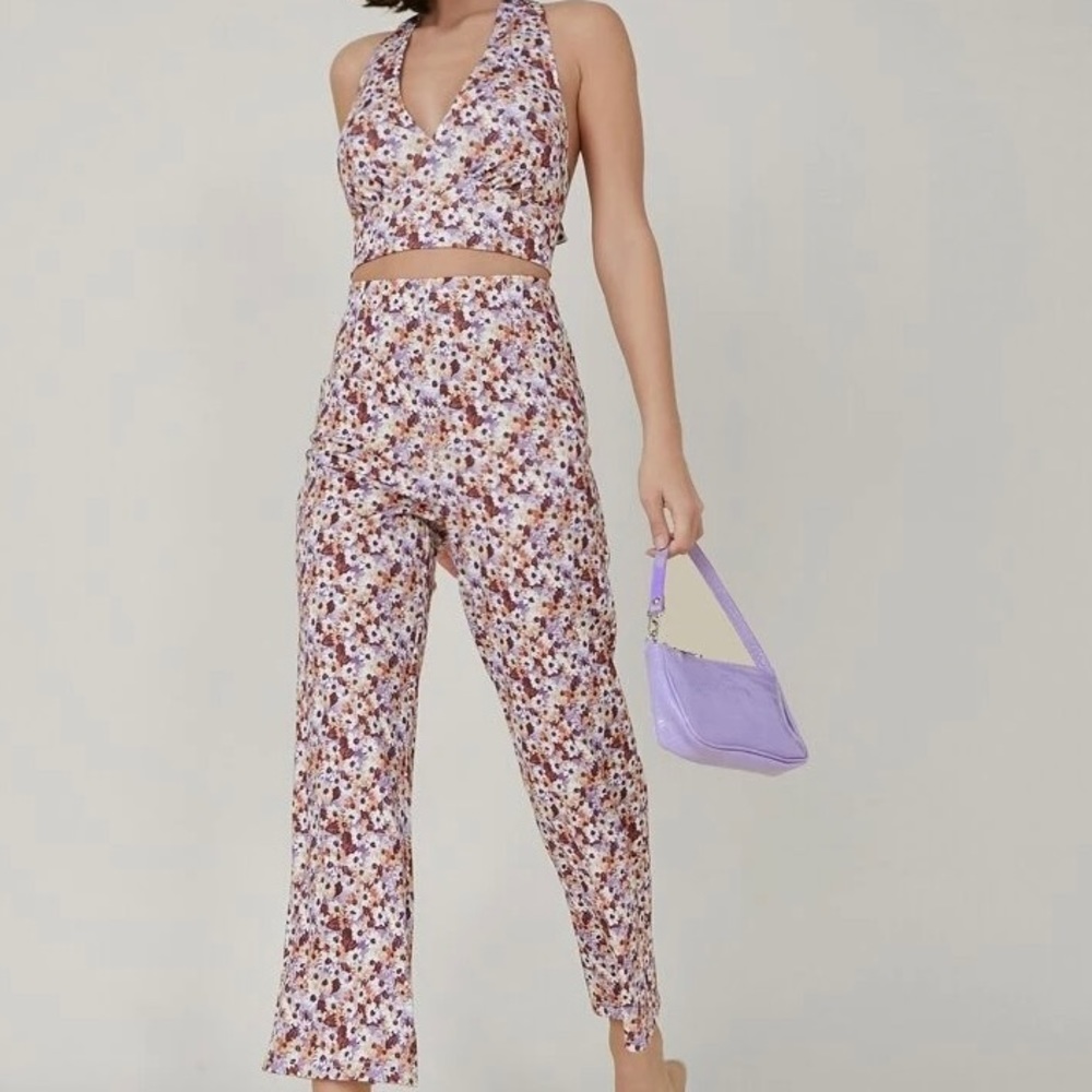 Beautiful Floral Multicolor, Halter Top & High-Rise Pants